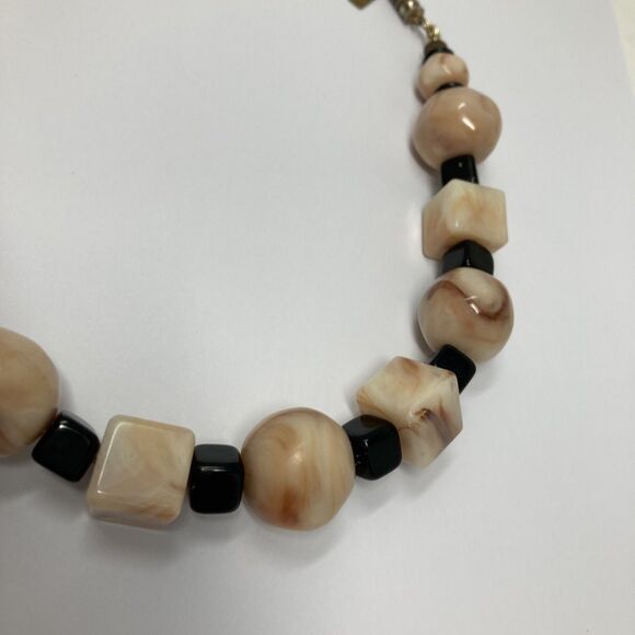 Pauline Rader Chunky Beaded Necklace Choker Style Vintage Earth tones & Black - Picture 6 of 11